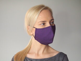 Medvilninė daugkartinė veido kaukė su nosies fiksatorium ir filtro kišene, violetinė kaina ir informacija | Pirmoji pagalba | pigu.lt