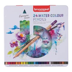 Spalvotų akvarelinių pieštukų rinkinys Bruynzeel Expression metalinėje dėžutėje, 24 spalvos kaina ir informacija | Spalvotų akvarelinių pieštukų rinkinys Bruynzeel Expression metalinėje dėžutėje, 24 spalvos | pigu.lt
