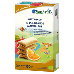 „Obuolių-apelsinų marmeladas" ekologiški sausainiai Fleur Alpine visai šeimai, 150 g kaina ir informacija | Užkandžiai, gėrimai vaikams | pigu.lt