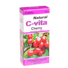 Maisto papildas Natural C-vita Cherry vyšnių skonio, 30 tablečių kaina ir informacija | Vitaminai, maisto papildai, preparatai gerai savijautai | pigu.lt