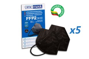 DMC Mask FFP2 Respiratorius DM-002, juoda, 5 x 2 vnt kaina ir informacija | Galvos apsauga | pigu.lt