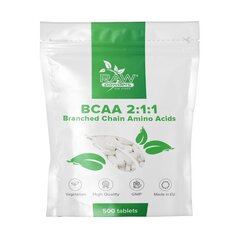 Raw Powders BCAA 2:1:1, 500 tablečių kaina ir informacija | Aminorūgštys | pigu.lt