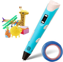 3D ручка с 10 метрами пластика, голубая цена и информация | Смарттехника и аксессуары | pigu.lt