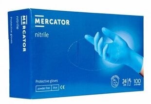 Vienkartinės nitrilo pirštinės Mercator Nitrile, mėlyna, S dydis, 100 vnt kaina ir informacija | Pirmoji pagalba | pigu.lt