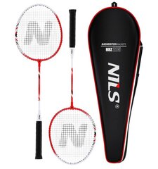 Badmintono rinkinys Nils, 2 raketės, 6 skrajukai, dėklas kaina ir informacija | Badmintonas | pigu.lt
