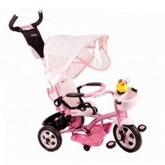 Детский трехколесный велосипед - коляска с удобной ручкой управления для родителей Riff F95941 2в1, розовый цена и информация | Трехколесные велосипеды | pigu.lt