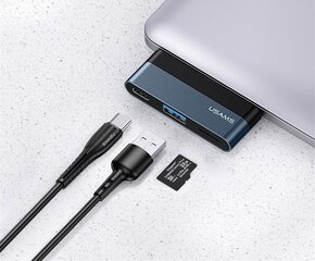 USAMS SJ491 USB-C šakotuvas į 1xUSB, 1xUSB-C, Micro SD, Juodas kaina ir informacija | Adapteriai, USB šakotuvai | pigu.lt