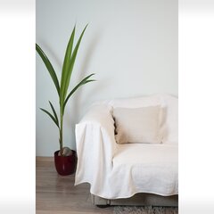 Natūralaus minkštinto lino sofos užtiesalas, natūralios spalvos kaina ir informacija | Baldų užvalkalai | pigu.lt