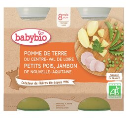 Ekologiška bulvių, žirnių, kumpio tyrelė Babybio, nuo 8 mėn., 2x200 g цена и информация | Пюре | pigu.lt