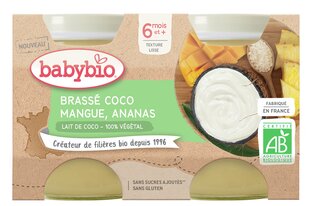 Ekologiška kokosų pieno, mangų, ananasų ir ryžių tyrelė Babybio, nuo 6 mėn., 2x130 g цена и информация | Пюре | pigu.lt