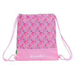 Sportinis krepšys su virvutėmis Benetton Butterflies, rožinis kaina ir informacija | Kuprinės mokyklai, sportiniai maišeliai | pigu.lt