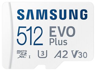 MEMORY MICRO SDXC EVO+ 512GB/V30 W/A MB-MC512KA/EU SAMSUNG kaina ir informacija | Atminties kortelės fotoaparatams, kameroms | pigu.lt