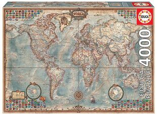 Dėlionė Pasaulio žemėlapis, 4000 detalių цена и информация | Пазлы | pigu.lt