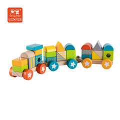 Medinis traukinukas su kaladėlėmis "Phooki" kaina ir informacija | Žaislai kūdikiams | pigu.lt
