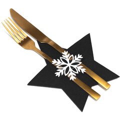 Kalėdinis stalo įrankių dėklas "Žvaigždė", 4 vnt., juoda kaina ir informacija | Kalėdinės dekoracijos | pigu.lt