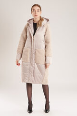 Kailinukai-paltas moterims iš skirtingų audinių su pridėtinėmis kišenėmis kaina ir informacija | Paltai moterims | pigu.lt