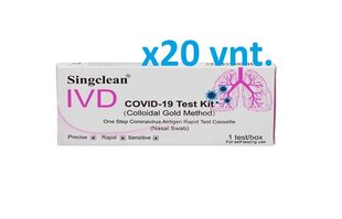 COVID-19 / SARS-CoV-2 greitasis antigenų testas (Nosies landų) Singclean, 20 vnt. kaina ir informacija | COVID-19 greitieji testai | pigu.lt