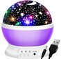Naktinė lempa 2in1 USB žvaigždžių projektorius, violetinė internetu