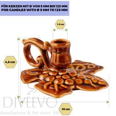 Keramikinė žvakidė Didelis lapas, ruda kaina ir informacija | Bažnytiniai reikmenys | pigu.lt