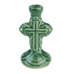 Keramikinė žvakidė Mažasis kryžius, žalia kaina ir informacija | Bažnytiniai reikmenys | pigu.lt