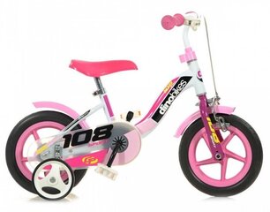Vaikiškas dviratis Dino Bikes, 10”, rožinis/baltas kaina ir informacija | Dviračiai | pigu.lt