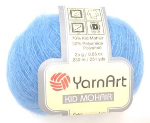 Mezgimo siūlai YarnArt Kid Mohair, spalva šviesiai mėlyna 11 kaina ir informacija | Mezgimui | pigu.lt
