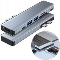 USB adapteris Apple Macbook nešiojamiesiems kompiuteriams 8-in-1 (2x USB 3.0, SD, HDMI, Type-C) kaina ir informacija | Adapteriai, USB šakotuvai | pigu.lt