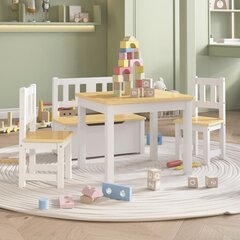 vidaXL Vaikiškas stalo ir kėdžių komplektas, 4 dalių, baltas, MDF kaina ir informacija | Vaiko kambario baldų komplektai | pigu.lt
