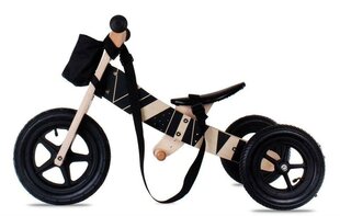 Деревянный трехколесный велосипед со сменными колесами - Twist Cubic, черный цена и информация | Трехколесные велосипеды | pigu.lt