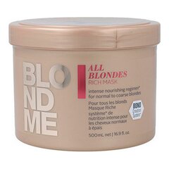 Maitinamoji kaukė šviesiems plaukams Schwarzkopf Professional Blond Me All Blondes Rich Mask, 500 ml kaina ir informacija | Priemonės plaukų stiprinimui | pigu.lt