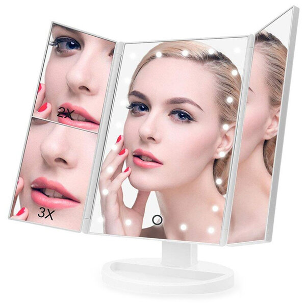 Kosmetinis veidrodis su LED apšvietimu ir priartinimu kaina ir informacija | Vonios kambario aksesuarai | pigu.lt