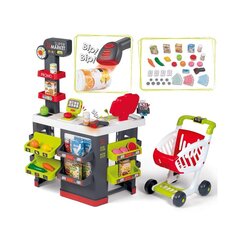 Žaislinis prekybos centras Smoby su vežimėliu ir kasos aparatu, 42 priedai kaina ir informacija | Žaislai mergaitėms | pigu.lt