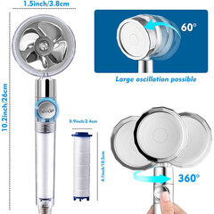 Aqua Blue Dušo galvutė su ventiliatoriumi ir filtru kaina ir informacija | Maišytuvų ir dušų priedai | pigu.lt