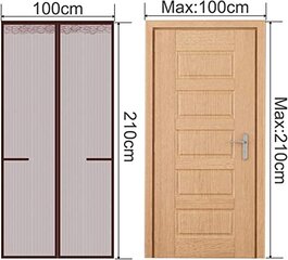 Halovie дверная сетка для защиты от насекомых, 100 x 210 см, коричневая цена и информация | Москитные сетки | pigu.lt