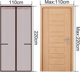 Halovie дверная сетка для защиты от насекомых, 110 x 220 см, коричневая цена и информация | Москитные сетки | pigu.lt