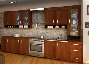 Virtuvinių spintelių komplektas Halmar Margaret 3, rudas kaina ir informacija | Virtuvės baldų komplektai | pigu.lt