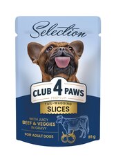 Club 4 Paws Premium plus suaugusiems mažų veislių šunims, gabaliukai su jautiena ir daržovėmis padaže, 85 g x 12 vnt. цена и информация | Консервы для собак | pigu.lt
