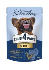 Club 4 Paws Premium plus suaugusiems mažų veislių šunims, gabaliukai su antiena ir kalakutiena padaže, 85 g x 12 vnt. цена и информация | Консервы для собак | pigu.lt
