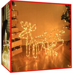 LED kalėdinė dekoracija Elnias su rogėmis 1.28x0.46m kaina ir informacija | Kalėdinės dekoracijos | pigu.lt