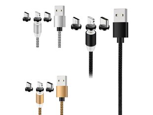 Магнитный кабель 3в1 Usb-C, Micro USB, iPhone Lightning цена и информация | Кабели для телефонов | pigu.lt