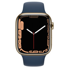 Prekė su pažeista pakuote. Išmanusis laikrodis Apple Watch Series 7 (GPS + Cellular LT, 45mm) Gold Stainless Steel with Abyss Blue Sport Band kaina ir informacija | Mobilieji telefonai, foto ir video prekės pažeistomis pakuotėmis | pigu.lt